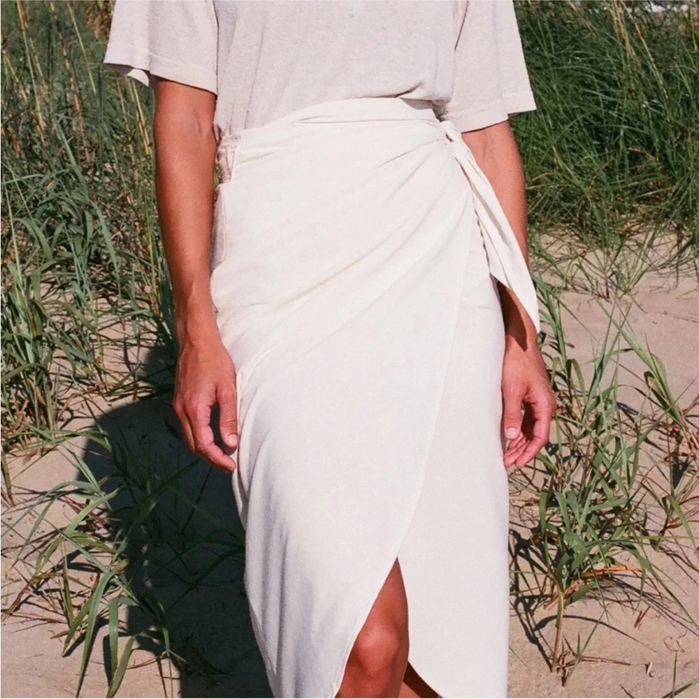 Na Nin raw silk, Tan Maxi Wrap Skirt - Picture 9 of 12
